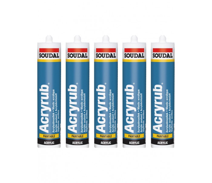 Soudal Acryrub Silikonize Mastik 5'li Paket 500 Gram Beyaz