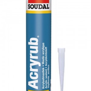 Soudal Acryrub Silikonize Mastik 500 gr Beyaz Antibakteriyel Özellikli Boyanabilir Yapıştırıcı