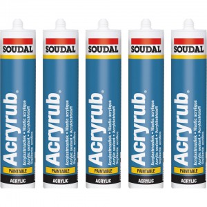 Soudal Acryrub Silikonize Mastik 5'li Paket 500 Gram Beyaz